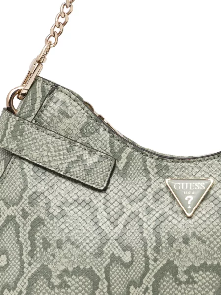 Чанта Guess с принт със змийски принт зелено