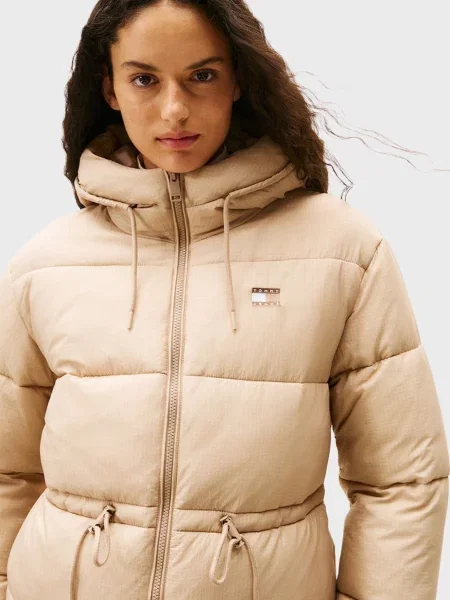 Джинсова куртка Tommy Jeans з капюшоном бежева