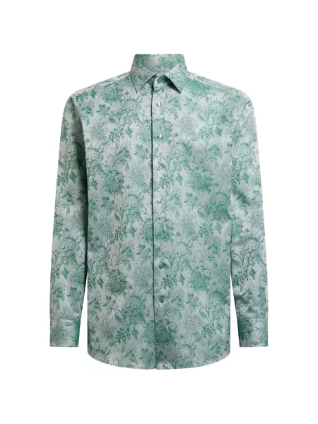 Cămașă Etro cu model floral din jacard verde