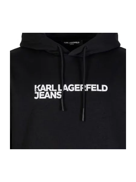 Mikina Karl Lagerfeld Jeans s kapucňou s autogramom čierna