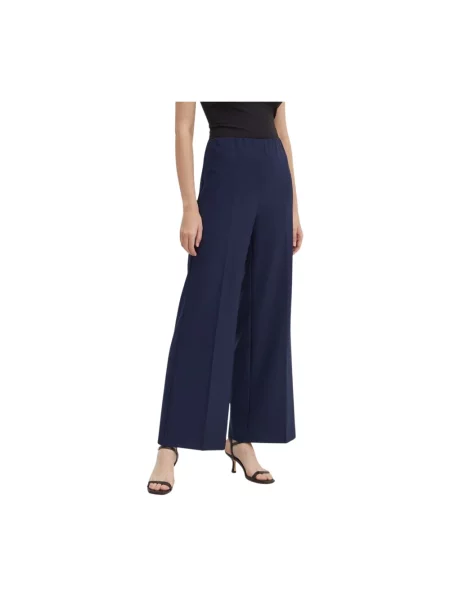 Sandro Ferrone spodnie granatowy proste high waist niebieskie