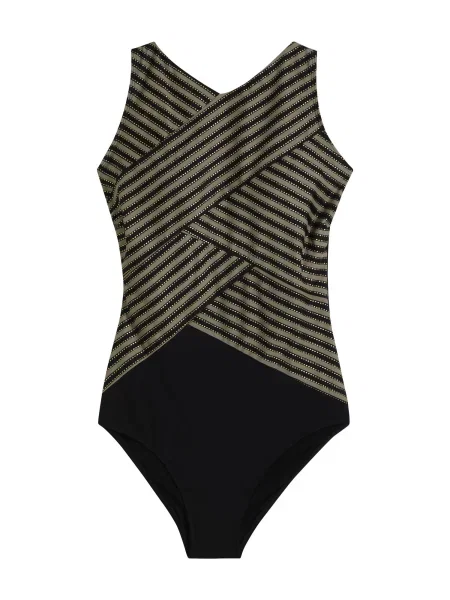 Bonprix Costum de baie modelator brocart / auriu negru