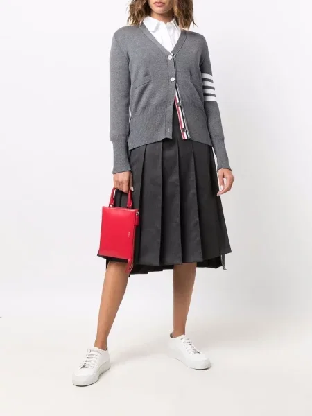 Plisuotas žemiau kelių plisuotas sijonas Thom Browne ruoželis pilka