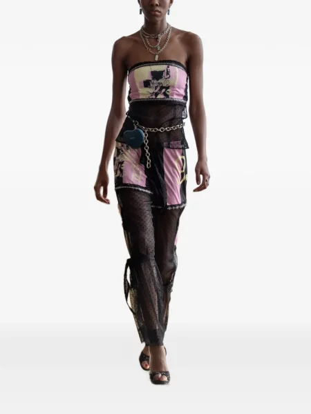 Pantaloni Paper Dolls cu buline plasă negru