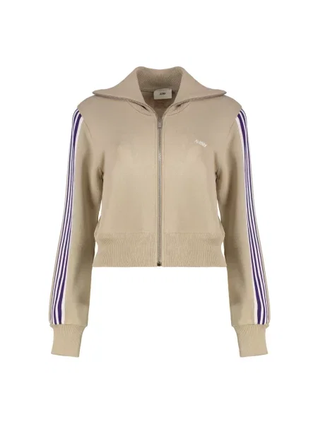 Dzianinowy sweter Autry w paski beżowy