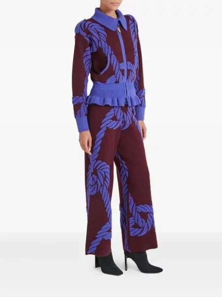 Cardigan Temperley London cu imprimeu geometric roșu
