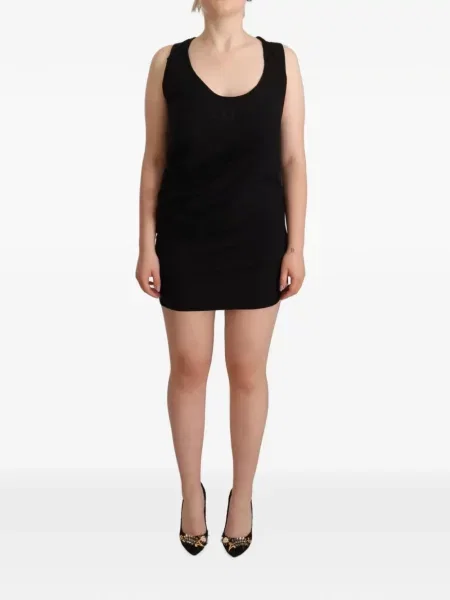 Rochie Roberto Cavalli fără mâneci cu volane negru