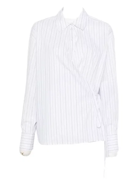 Koszula Twinset w paski kopertowa biała