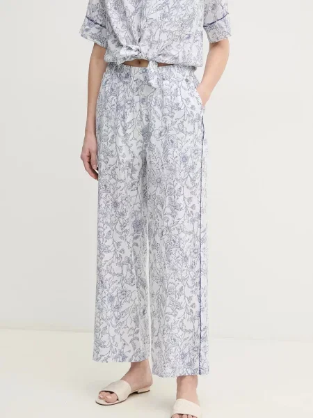 Pepe Jeans pantaloni din in DUANA femei lat high waist alb