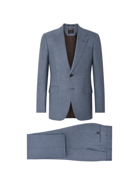 Vlněný oblekový oblek Zegna modrý