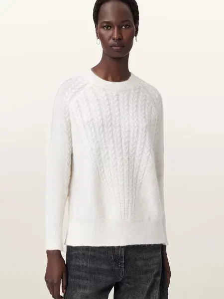 AllSaints sweter z dodatkiem moheru KIT lekki biały