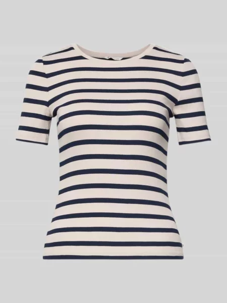 T-shirt o kroju slim fit z mieszanki bawełny Tom Tailor Denim biała