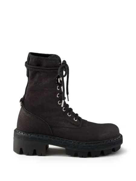 Cropp cizme scurte Prada din canvas negru