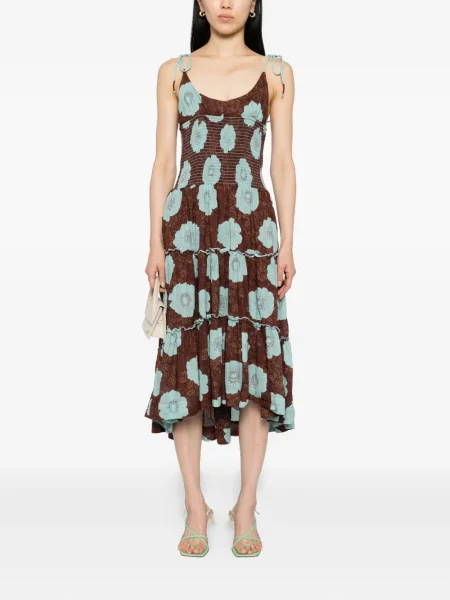 Rochie midi Free People până la genunchi de costum maro