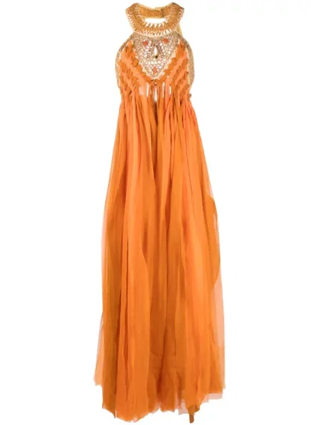 Rochie maxi Alberta Ferretti cu franjuri