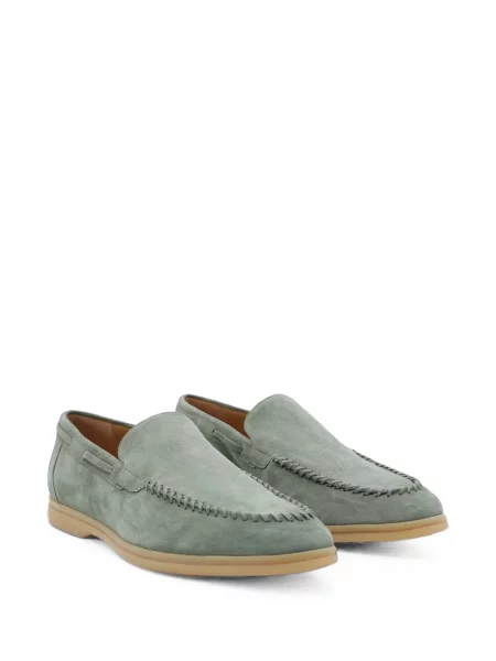 Pantofi loafer Eleventy din piele de căprioară verde