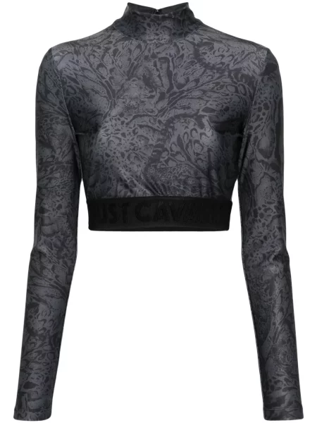 Cropp tricou Just Cavalli cu imagine cu model leopard gri