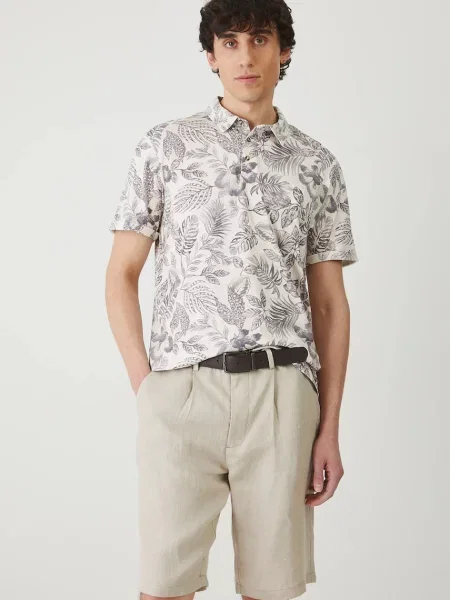 Lněné kraťasy Medicine melanžové béžová