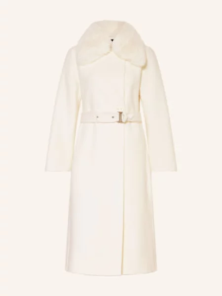 Maje Płaszcz Z Odpinanym Kołnierzem Ze Sztucznego Futra weiss