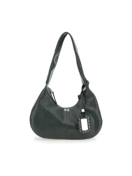 Torebka hobo Ganni skórzana szara