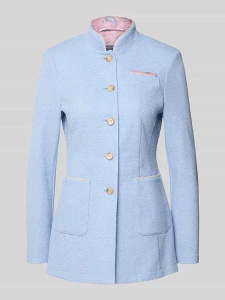 Marynarka w kroju slim fit ze stójką i naszywanymi White Label