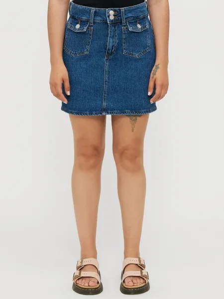 Vero Moda Petite Sukňa VMTESSA denim modrá