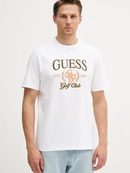 Guess póló 4G nyomott mintás fehér