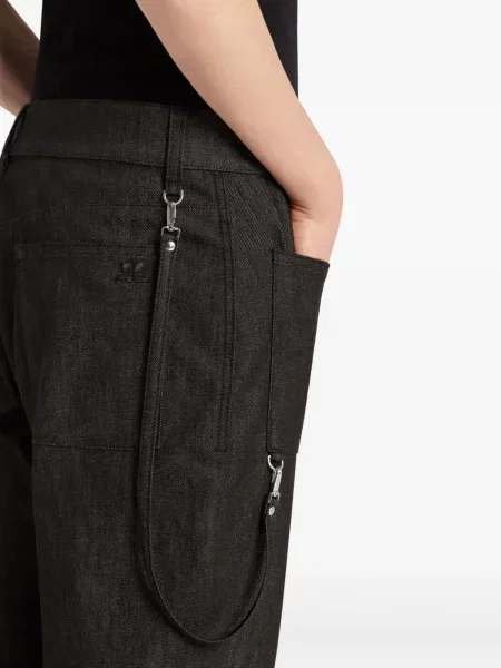 Blugi evazați Courreges negru