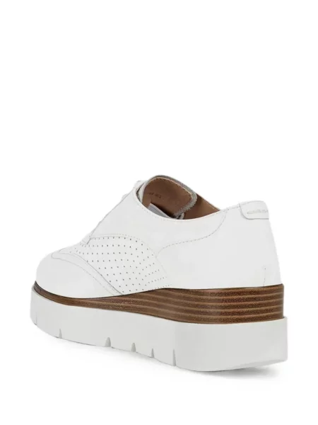 Oxford Geox cu platformă din țesătură twill alb