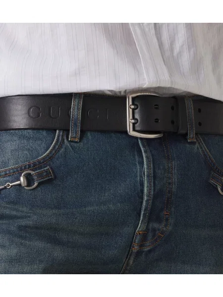 Curea Gucci din piele cu autograf negru