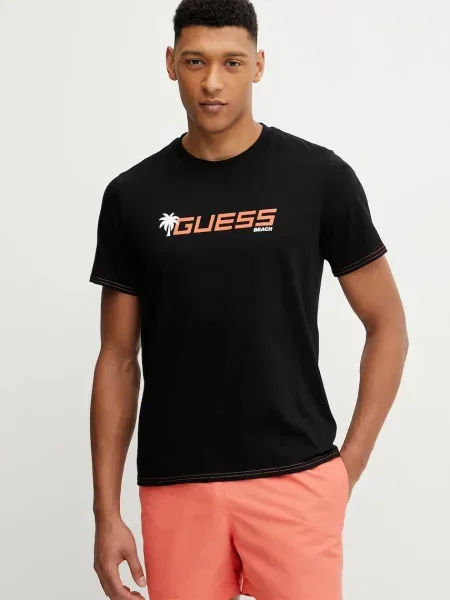 Тениска Guess с принт черно