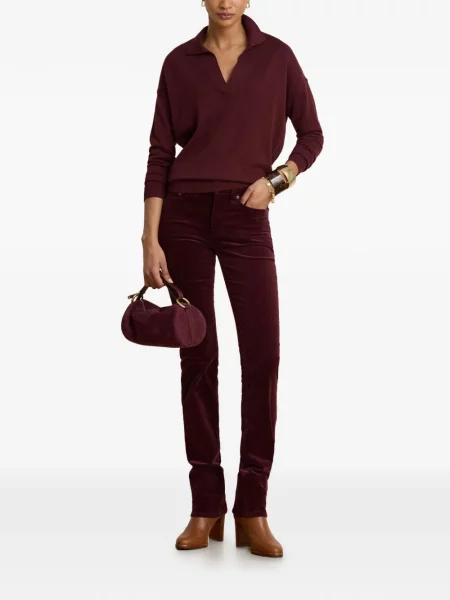 Samt hlače Lauren Ralph Lauren crvena