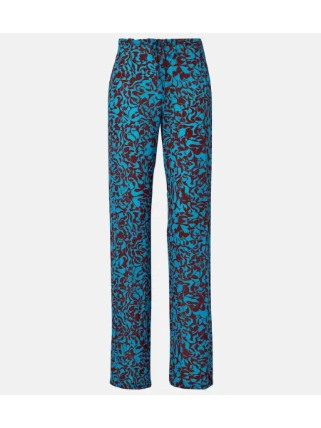 Pantaloni Dries Van Noten cu imagine albastru