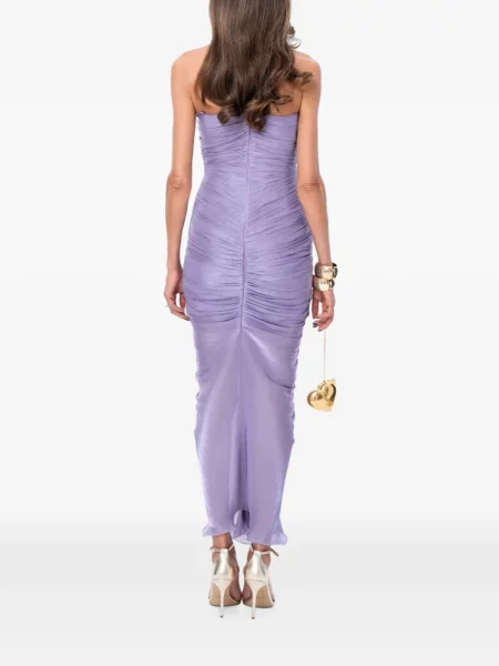Rochie maxi Ana Radu cu model floral cu volane violet