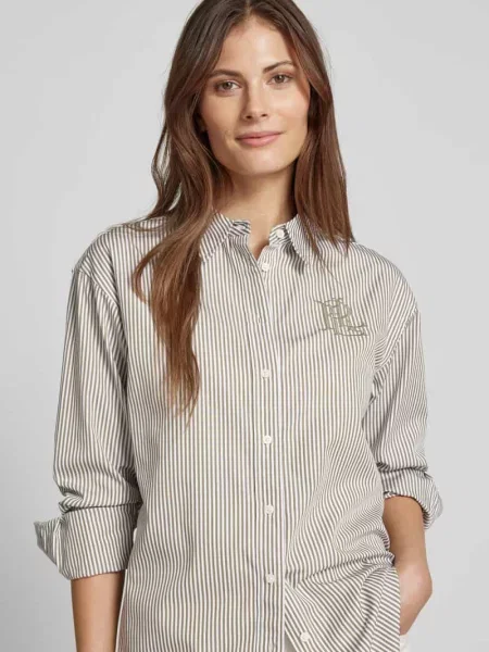 Bluzka koszulowa o kroju regular fit z wyhaftowanym logo model ‘KOTTA’ Lauren Ralph Lauren zielona