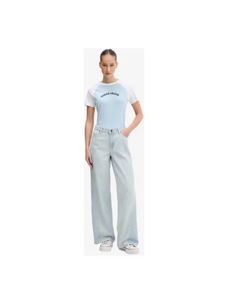 Guess Jeans Jeansy Wide Leg niebieski