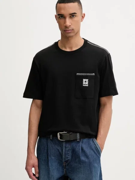 HUGO tricou pentru bărbați din Darro negru