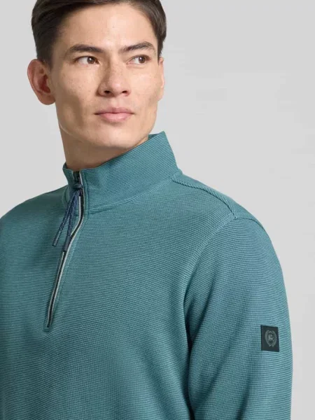 Bluza z kołnierzem o kroju regular fit ze stójką i zamkiem błyskawicznym Lerros
