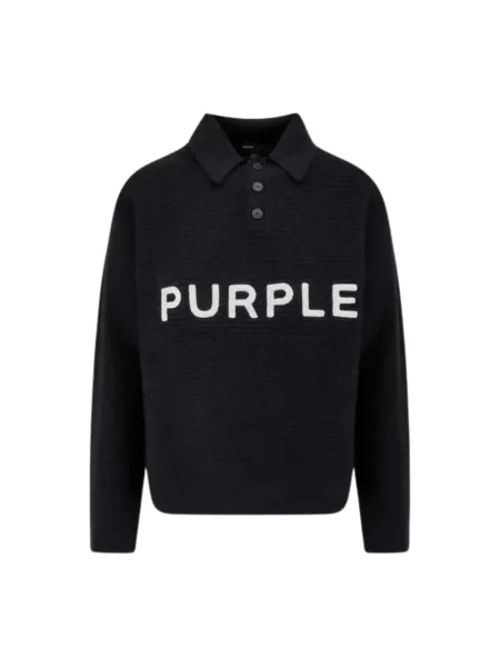 Sweter Purple Brand wełniany z logo czarny