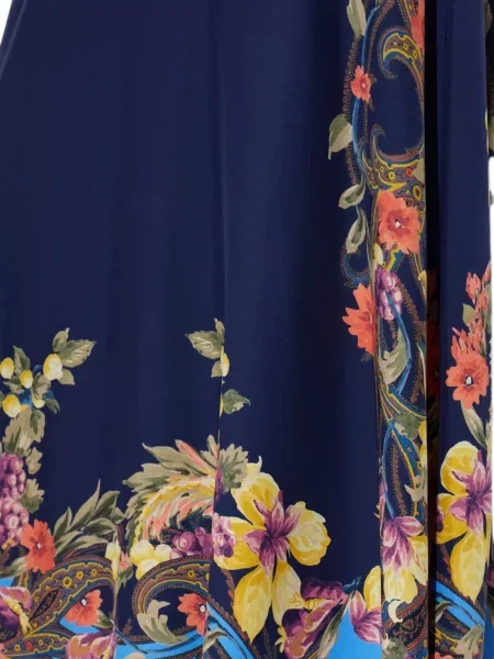 Fustă Etro de mătase cu model floral cu imagine albastru