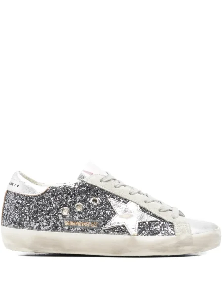 Sneakerși Golden Goose cu șireturi din dantelă gri