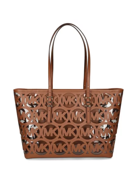 Geantă shopper Michael Michael Kors din piele cu autograf alb