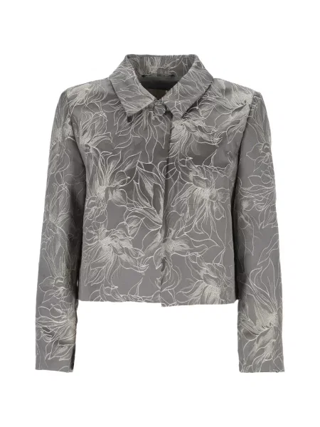Decupat geacă Marella cu model floral din jacard gri