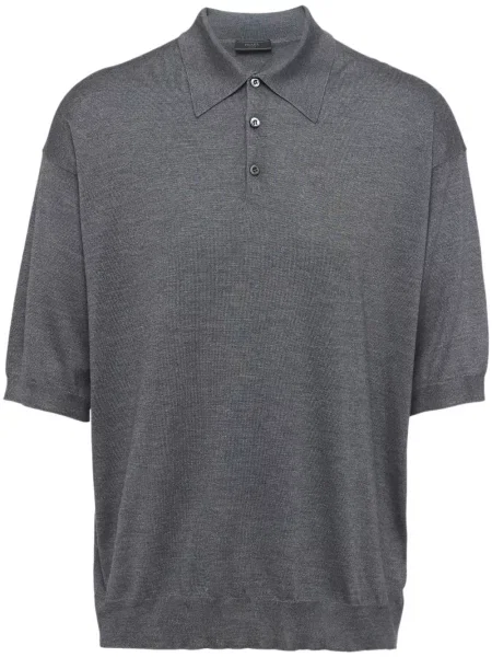 Polo Prada de mătase gri
