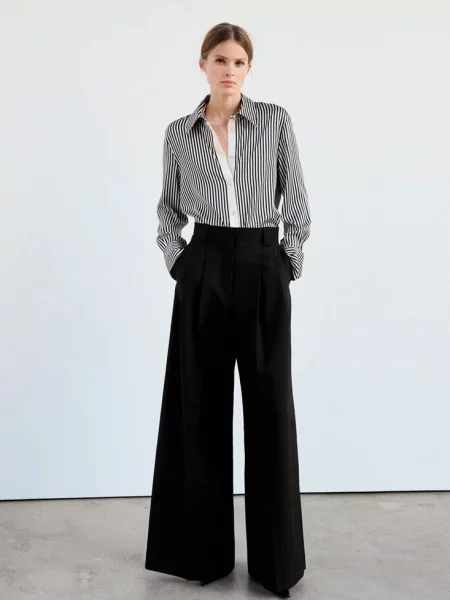 Koszula regular fit w paski Kobieta XS MANGO czarny