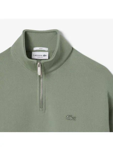 Lacoste Bluza Z Grubego Polaru Z Suwakiem Przy Szyi zielony