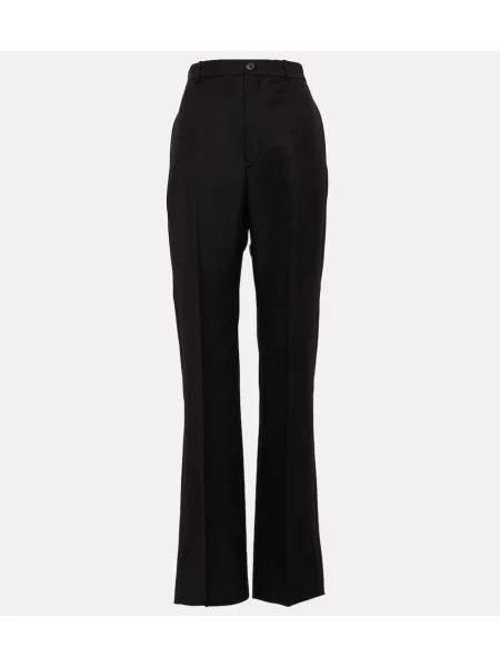 Pantaloni Balenciaga cu talie înaltă de lână negru