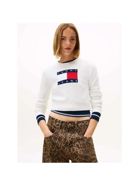 Tommy Jeans Pulover albastru marin / roșu alb