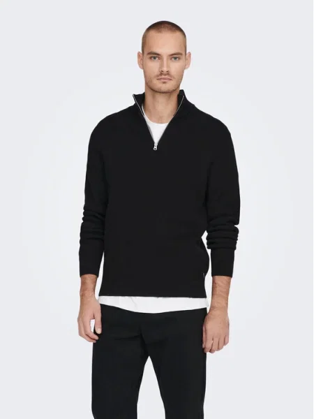 Palton Only & Sons tricotate negru