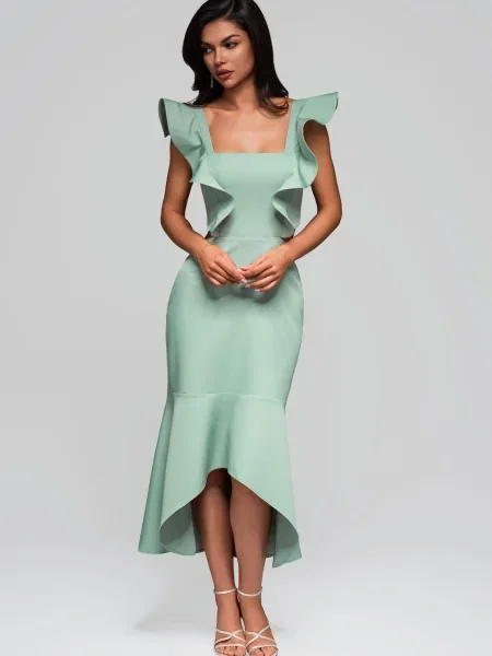 Rochie de seară Edoti de costum verde